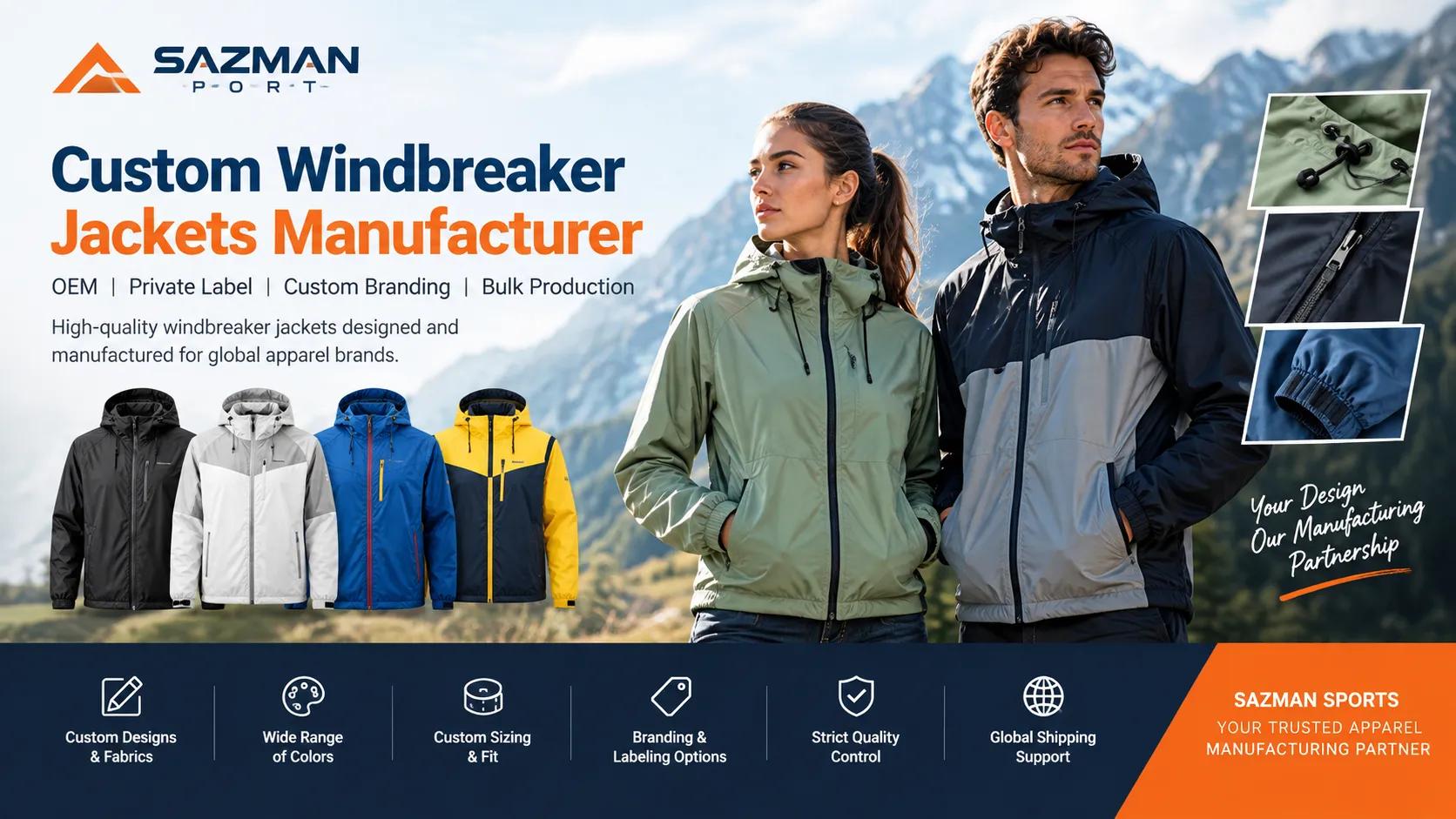 Custom Windbreaker Jackets Manufacturer - Sazman Sports